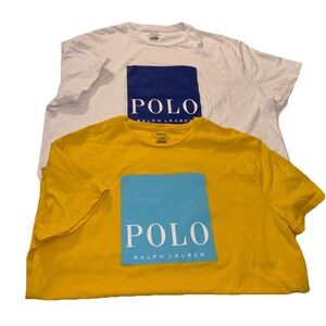 Set Of 2 Polo Ralph Lauren Classic Fit Big Block Logo T-Shirts White & Yellow